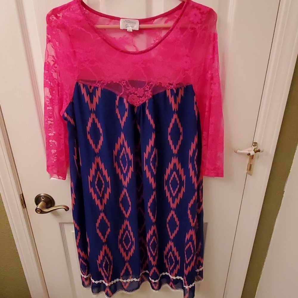 Beautiful boutique pink & blue dress.